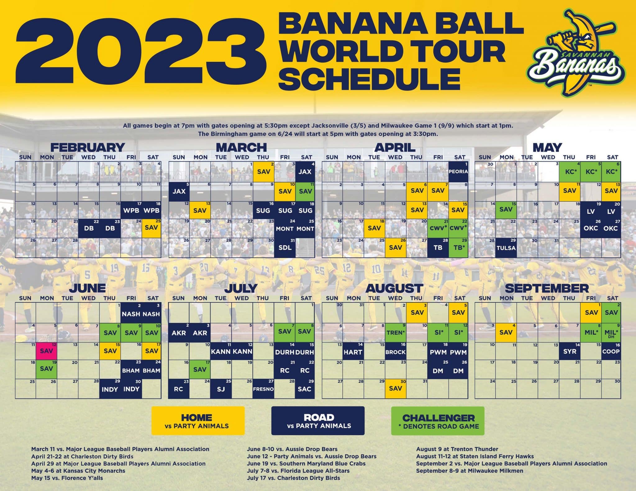 2024 Draft Commemorative Ticket Schedule The Savannah Bananas
